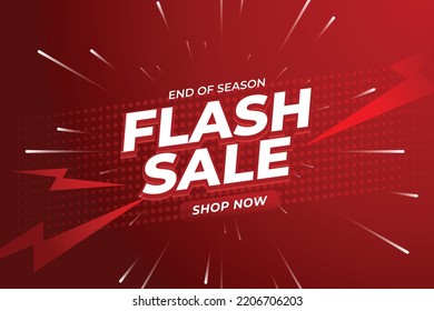 Flash Sale Shopping Poster or banner with Flash icon and 3D text on red background. Flash Sales banner template design for social media and website. Special Offer Flash Sale campaign or promotion.