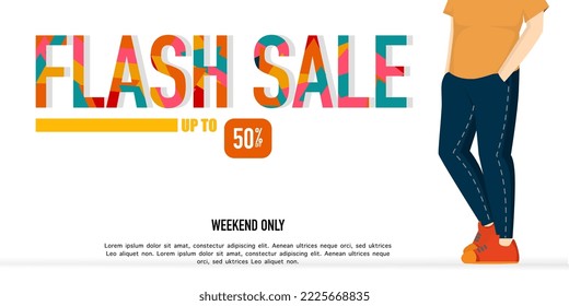 Flash Sale Shopping Poster or banner. Flash Sale banner template design for social media and websites. Flash Sale Campaign Special Offer