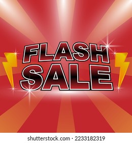 Flash Sale shopping poster or banner with flash icon on red background. Special offer Flash Sale campaign or promotion. Social media post template Flash Sales and discount background. Vector.