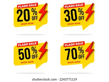 Flash Sale Shopping Poster or banner with Flash icon. Flash Sales banner template design for social media and website. Special Offer Flash Sale campaign.