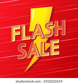 Flash Sale Shopping Poster or banner with Flash icon on red background. Flash Sales banner template design for social media and website. Special Offer Flash Sale campaign or promotion.