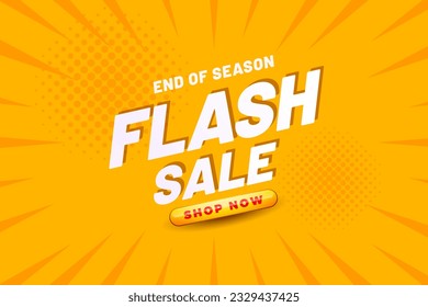 Flash Sale Shopping Poster or banner with Flash icon and 3D text on YELLOW background. Flash Sales banner template design for social media and website. Special Offer Flash Sale campaign or promotion.
