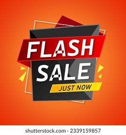 Flash Sale Shopping Poster or banner. Flash Sales banner template design for social media and website. Vector illustration. Just Now. Special Offer Flash Sale campaign or promotion.