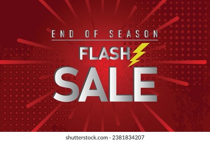 Flash Sale Shopping Poster or banner with Flash icon and text on red background. Special Offer Flash Sale campaign or promotion. Flash Sales template design for social media. Vector illustration