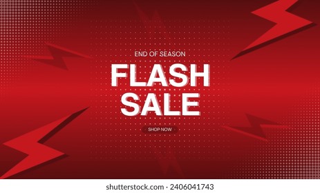 Flash Sale Shopping Poster or banner with Flash icon and 3D text on red background. Flash Sales banner template design for social media and website. 