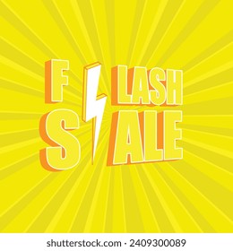 Flash Sale Shopping Poster or banner with Flash icon with text and yellow background. Flash Sales banner template design for social media and website. Special Offer Flash Sale campaign