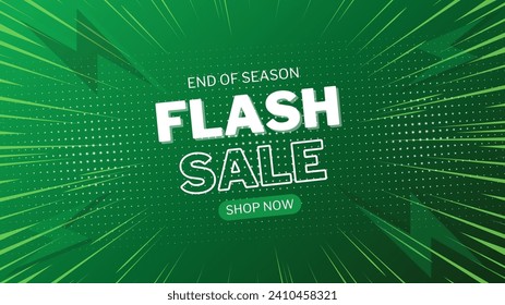 Flash Sale Shopping Poster or banner with Flash icon and 3D text on green background. Flash Sales banner template design for social media and website. 