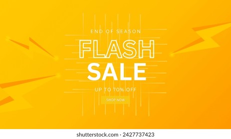 Flash Sale Shopping Poster or banner with Flash icon and text on yellow background.Flash Sales banner template design for social media and website.Special Offer Flash Sale campaign