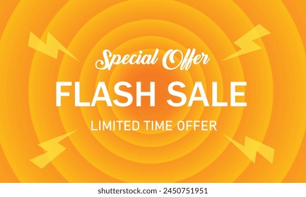 Flash Sale Shopping Poster or banner with Flash icon. Flash sale banner template design for web or social media, Special offer, Vector illustration