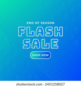 Flash sale shopping poster or banner vector design with text end of season flash sale shop now in 3D look. Business promotion special offer flash sale banner template design for social media website