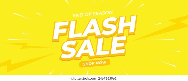 Flash Sale Shopping Poster banner template design for social media Post and website, with Flash icon. Special offer limited in time. Vector Illustration