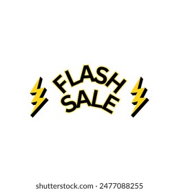Flash Sale Shopping Poster or banner with Flash icon and text on White background with Thunder Sign. Flash Sales banner template design for social media and website. Special Offer Flash Sale campaign.