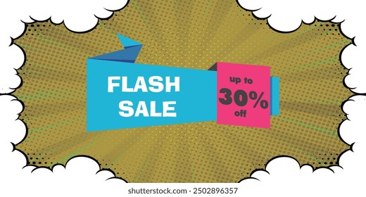 Flash Sale Shopping Poster or banner with Flash icon and text on yellow background. Flash Sales banner template design for social media and website.Special Offer Flash Sale campaign and promotions.