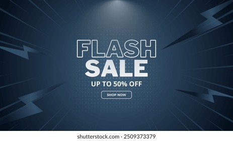 Flash Sale Shopping Poster or banner with Flash icon and 3D text on gray background. Flash Sales banner template design for social media and website. comic design wallpaper