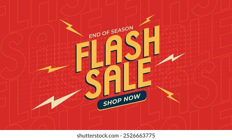 Flash Sale Shopping Poster or banner with Flash icon and 3D text on red background. Flash Sales vector illustrations
