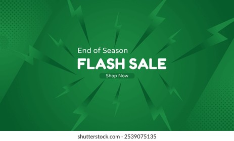 Flash Sale Shopping Poster or banner with Flash icon and  text on Green background. Flash Sales banner template design for social media and website. 