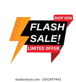 Flash Sale Shopping Poster. Banner with Flash icon. Flash Sales banner template design for social media and website uses. Big Sale. Mega Sale. This Year Special Offer. Buy And Sale Concept.