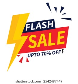 Cartel de compras de venta flash. Anuncio con el ícono Flash. Diseño de Plantilla de Anuncio de ventas flash para redes sociales y usos de Sitio web. Gran Venta. Mega Venta. Oferta especial de este año. Concepto De Compra Y Venta.