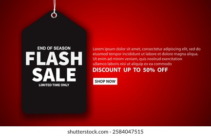 Flash Sale Shopping poster or banner. Flash Sale banner template design for social media and website. Special Offer Flash Sales campaigns or promotions.