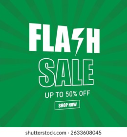 Cartaz de compras de venda flash ou design de banner com 50% de desconto. Design de modelo de banner de venda flash, para postagem de mídia social e site 