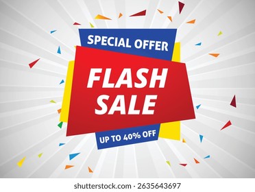 Flash Sale Shopping Poster or banner with Flash icon and 3D text on white background. Flash Sales banner template design for social media and website. Special Offer Flash Sale campaign or promotion