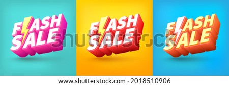 Flash Sale Shopping Poster or banner with Flash icon and text on different background.Flash Sales banner template design for social media and website.Special Offer Flash Sale campaign 商業照片 © 