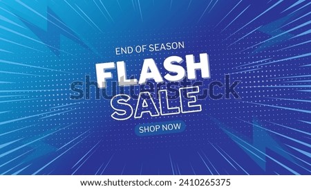 Flash Sale Shopping Poster or banner with Flash icon and 3D text on blue background. Flash Sales banner template design for social media and website. comic design wallpaper