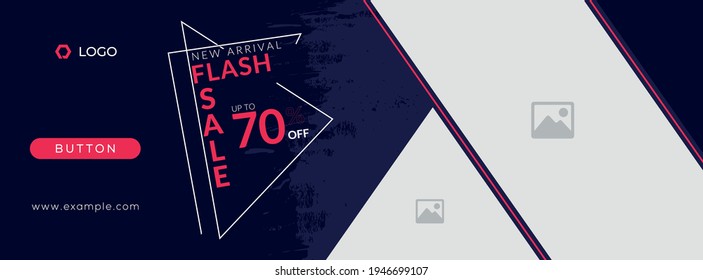 Flash sale social media facebook cover timeline web ad banner template design dark blue backgorund