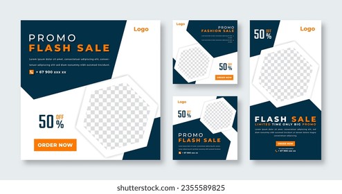 Flash Sale Social Media Post for Online Marketing Promotion Banner, Story and Web Internet Ads Flyer