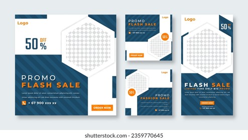 Flash Sale Social Media Post for Online Marketing Promotion Banner, Story and Web Internet Ads Flyer