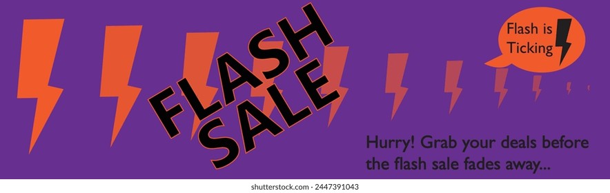 Flash sale social media post or poster for E-Commerce business and online shop. Flash symbol is fading from left to right which means sale is now its end. Flash symbol is prominent. flash is ticking  