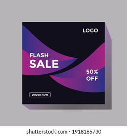 Flash sale social post or square banner design for advertising