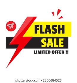 Flash sale Sopping banner template for social media campaign ecommerce with yellow red and black color background vector illustration.