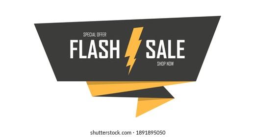 Flash Sale special offer banner lightning bolt for discount shopping, sale promotion and advertising. Vector illustration.