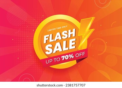 Flash sale special offer banner with 3d sale deal promotion gradient banner template design abstract vector background