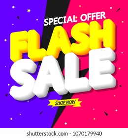 Flash Sale, special offer, poster design template, vector illustration