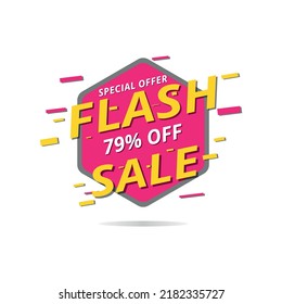 Flash sale, special offer, template promotion for social media. 79% off discount banner.e