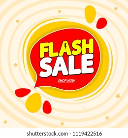 Flash Sale, speech bubble banner, discount tag design template, app icon, vector illustration