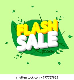 Flash Sale, Spring Discount Tag, Banner Design Template, App Icon, Vector Illustration