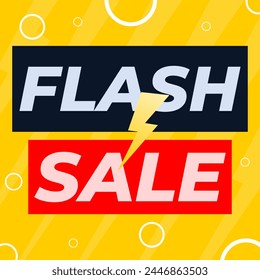 Flash sale square banner with bolt icon. Flash sale square banner for media promotion and social media post. Shopping Banner Flash Sale  Discount Promo Banner.