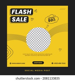 Flash sale square banner for social media post template