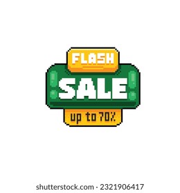 flash sale sticker in pixel art style