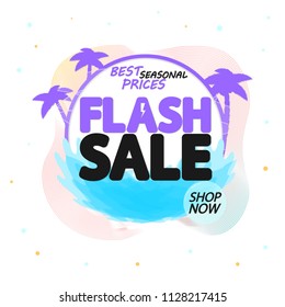 Flash Sale, Summer banner design template, discount tag, app icon, vector illustration