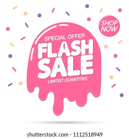 Flash Sale, tag design template, discount banner, Summer special offer, app icon, vector illustration