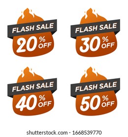 flash sale tag discount pack with flame illustration for your promotion sales. website sales template. online shop. material. sales background. badge discount pack