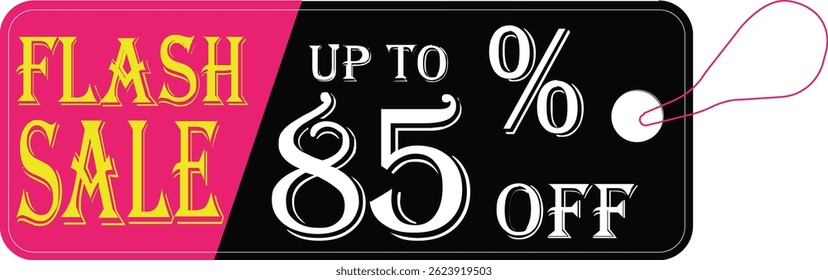 Flash sale tag icon.Shopping Poster or banner icon text on transparent,red black and yellow background.Flash Sale banner template design for social media and website.