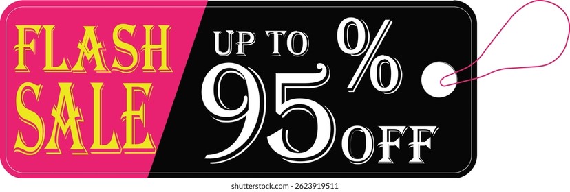 Flash sale tag icon.Shopping Poster or banner icon text on transparent,red black and yellow background.Flash Sale banner template design for social media and website.
