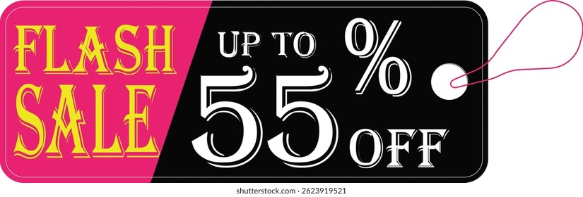 Flash sale tag icon.Shopping Poster or banner icon text on transparent,red black and yellow background.Flash Sale banner template design for social media and website.