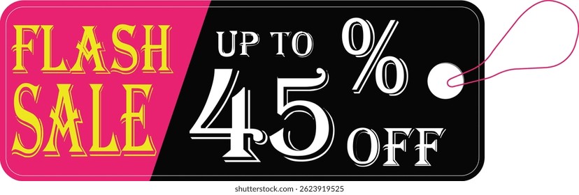 Flash sale tag icon.Shopping Poster or banner icon text on transparent,red black and yellow background.Flash Sale banner template design for social media and website.