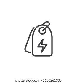 Flash sale tag line icon in outline vector style. Displays a lightning bolt tag used for limited-time offers. Promotion icon and ecommerce symbol.